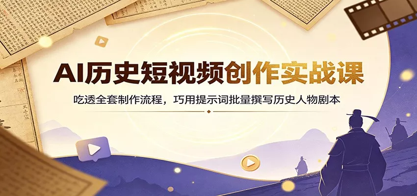 AI历史短视频创作实战课：吃透全套制作流程，巧用提示词批量撰写历史人物剧本-泡泡网赚