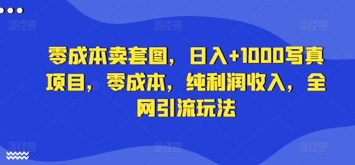 零成本卖套图，日入+1000写真项目，零成本，纯利润收入，全网引流玩法-泡泡网赚