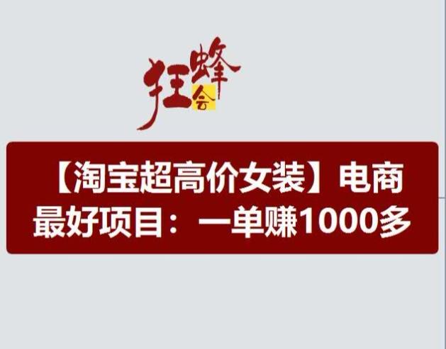 淘宝超高价女装项目，电商最好赛道，一单赚1000多-泡泡网赚