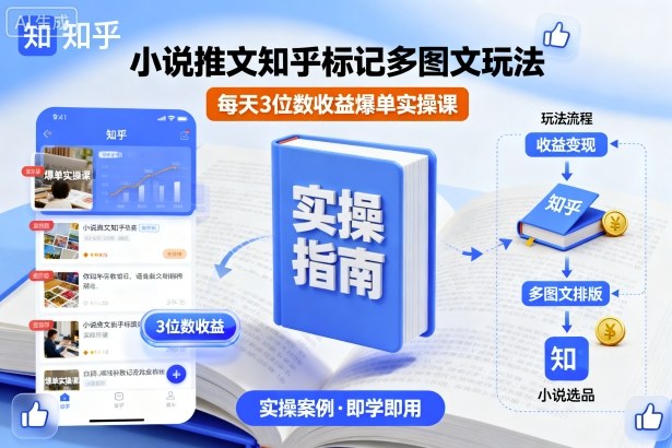 小说推文知乎标记多图文玩法，每天3位数收益爆单实操课-泡泡网赚