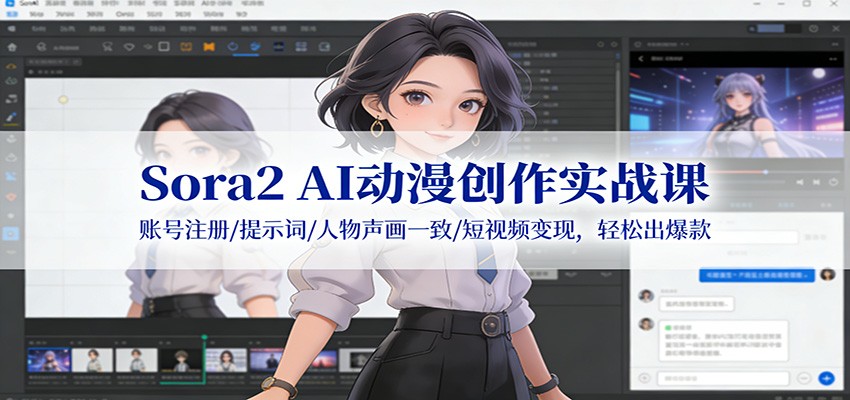 Sora2 AI动漫创作实战课：账号注册/提示词/人物声画一致/短视频变现，轻松出爆款-泡泡网赚