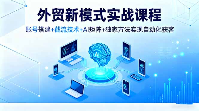 外贸新模式实战课程，账号搭建+截流技术+AI矩阵+独家方法实现自动化获客-泡泡网赚
