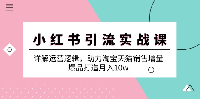 小红书引流实战课：详解运营逻辑，助力淘宝天猫销售增量，爆品打造月入10w-泡泡网赚