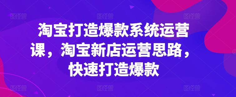 淘宝打造爆款系统运营课，淘宝新店运营思路，快速打造爆款-泡泡网赚
