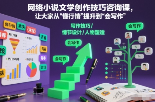 网络小说文学创作技巧咨询课，让大家从“懂行情”提升到”会写作”的高度-泡泡网赚