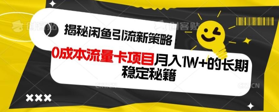 揭秘闲鱼引流新策略：0成本流量卡项目，月入1W+的长期稳定秘籍-泡泡网赚