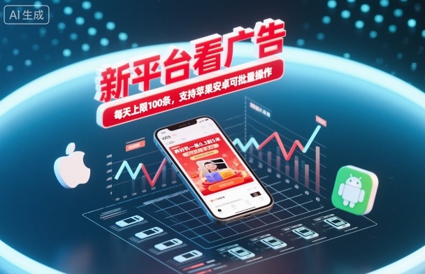 新平台看广告，养好机一条0.3到5米，每天上限100条，支持苹果安卓可批量操作-泡泡网赚