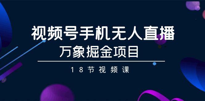 视频号手机无人直播-万象掘金项目(18节视频课)-泡泡网赚