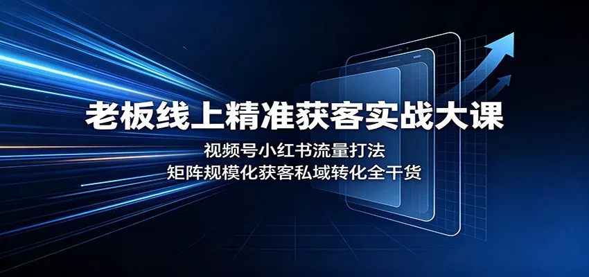 老板线上精准获客实战大课：视频号小红书流量打法，矩阵规模化获客私域转化全干货-泡泡网赚