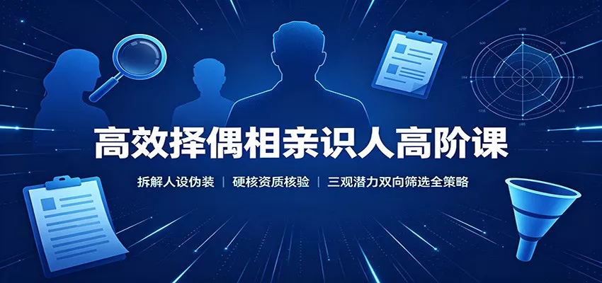 高效择偶相亲识人高阶课：拆解人设伪装，硬核资质核验，三观潜力双向筛选全策略-泡泡网赚