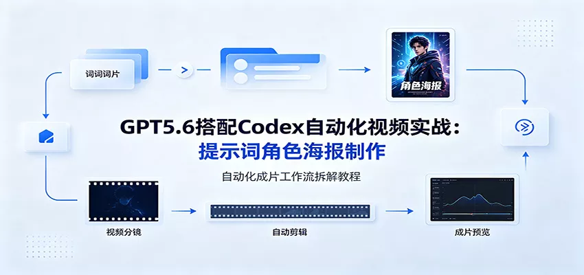 GPT5.6搭配Codex自动化视频实战：提示词角色海报制作，自动化成片工作流拆解教程-泡泡网赚