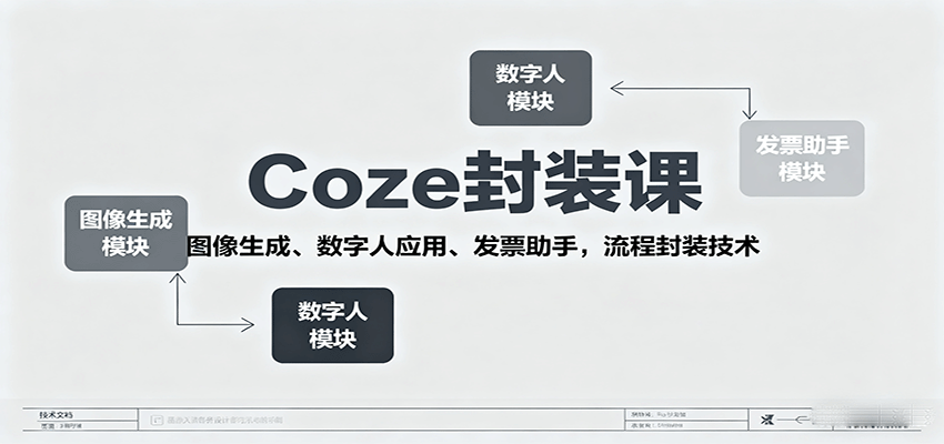 Coze封装课，图像生成、数字人应用、发票助手，流程封装技术-泡泡网赚