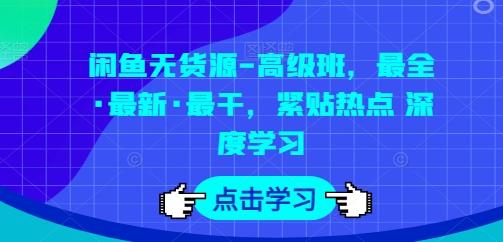 闲鱼无货源-高级班，最全·最新·最干，紧贴热点 深度学习-泡泡网赚