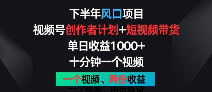 下半年风口项目，视频号创作者计划+视频带货，一个视频两份收益，十分钟一个视频【揭秘】-泡泡网赚