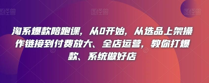 淘系爆款陪跑课，从0开始，从选品上架操作链接到付费放大、全店运营，教你打爆款、系统做好店-泡泡网赚