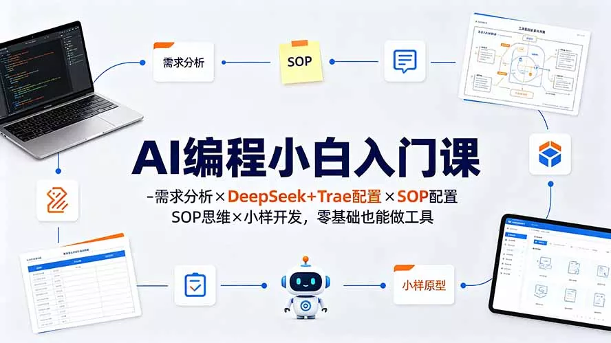 AI编程小白入门课-需求分析×DeepSeek+Trae配置×SOP思维×小样开发，零基础也能做工具-泡泡网赚