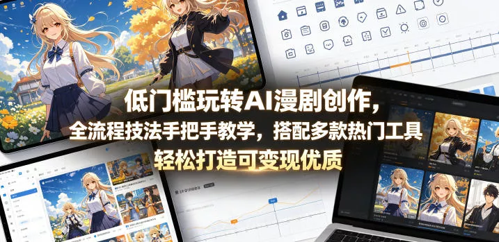 低门槛玩转AI漫剧创作，全流程技法手把手教学，搭配多款热门工具，轻松打造可变现优质作品-泡泡网赚