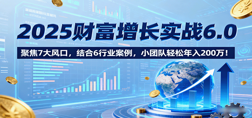 2025财富增长实战6.0，聚焦7大风口，结合6行业案例，小团队轻松年入200万！-泡泡网赚