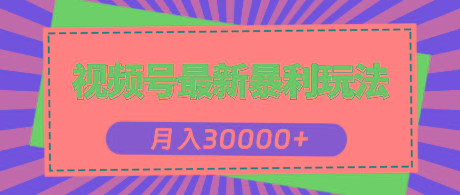 视频号最新暴利玩法，轻松月入30000+-泡泡网赚