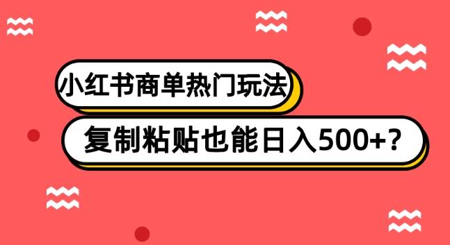小红书商单热门玩法，复制粘贴也能日入500+-泡泡网赚