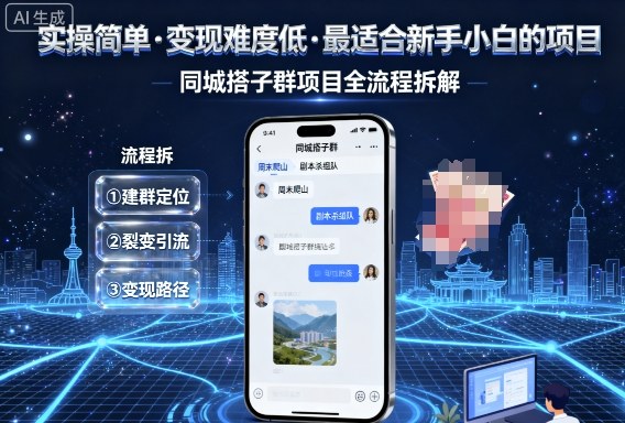 实操简单，变现难度低，最适合新手小白做的项目，每天轻松收入3张，同城搭子群项目全流程拆解-泡泡网赚