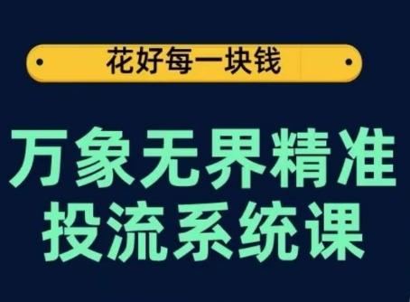 万象无界精准投流系统课，从关键词到推荐，从万象台到达摩盘，从底层原理到实操步骤-泡泡网赚