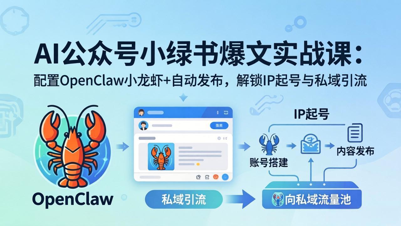 AI公众号小绿书变现实战课：小绿书爆文写作+OpenClaw自动发布，解锁IP起号与私域引流-泡泡网赚