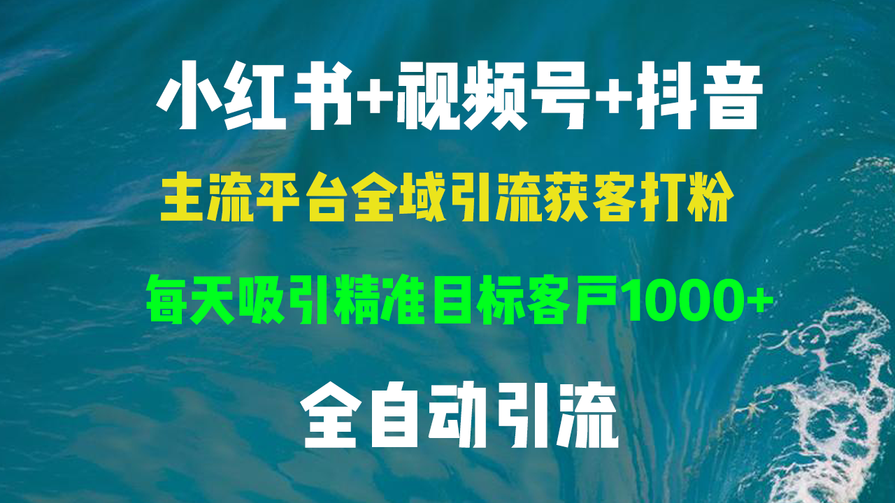 小红书，视频号，抖音主流平台全域引流获客打粉，每天吸引精准目标客户…-泡泡网赚