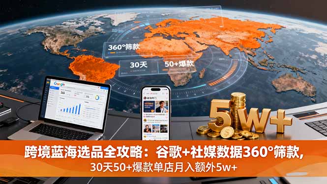 跨境蓝海选品全攻略：谷歌+社媒数据360°筛款,30天50+爆款单店月入额外5w+-泡泡网赚