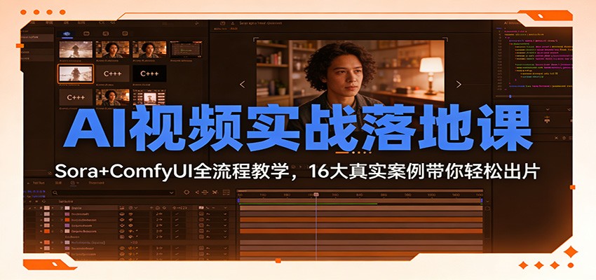 AI视频实战落地课：Sora+ComfyUI全流程教学，16大真实案例带你轻松出片-泡泡网赚