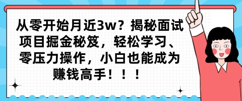 从零开始月近3w？揭秘面试项目掘金秘笈，轻松学习、零压力操作，小白也能成为赚钱高手-泡泡网赚