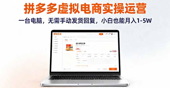 拼多多虚拟电商实操运营，一台电脑，无需手动发货回复，小白也能月入1-5W-泡泡网赚