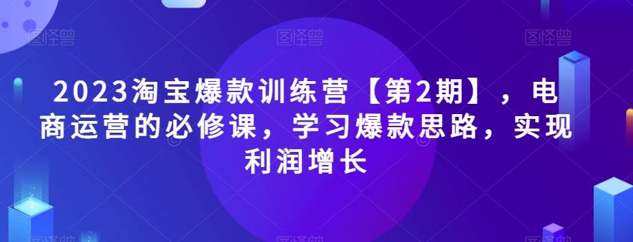 2023淘宝爆款训练营【第2期】，电商运营的必修课，学习爆款思路，实现利润增长-泡泡网赚