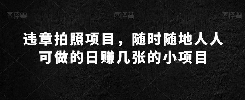 违章拍照项目，随时随地人人可做的日赚几张的小项目-泡泡网赚