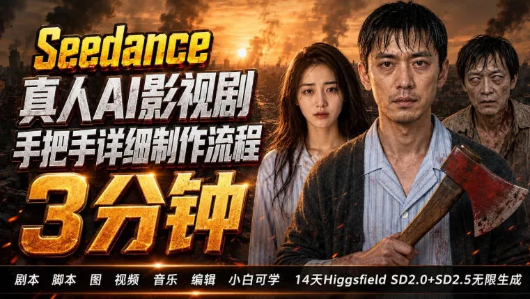 3分钟真人AI影视剧怎么做？SD 2.0手把手完整制作流程｜Higgsfield 14天SD 2.0/2.5无限生成-泡泡网赚