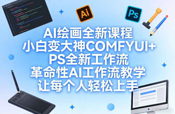 AI绘画全新课程，小白变大神COMFYUI+PS全新工作流，革命性AI工作流教学，让每个人轻松上手-泡泡网赚