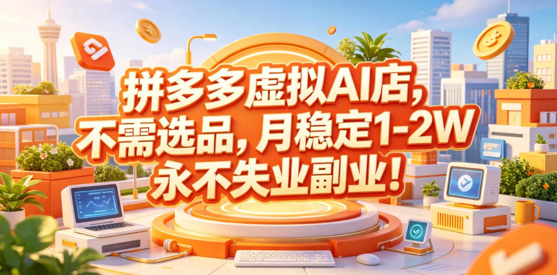 拼多多虚拟AI店，不需选品，月稳定1-2W，永不失业副业！【揭秘】-泡泡网赚
