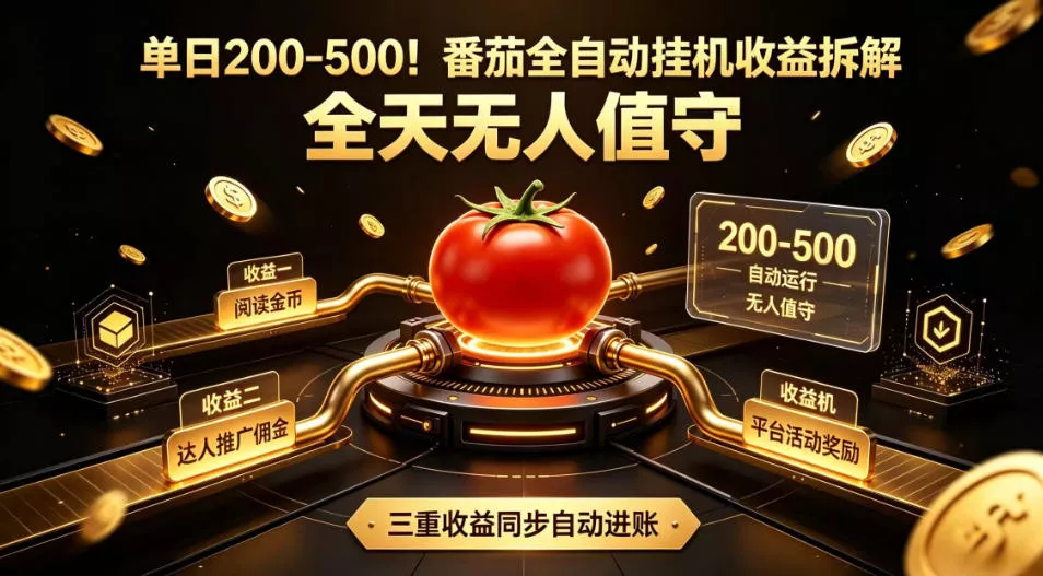 单日200-500！番茄全自动挂G收益拆解，全天无人值守，矩阵操作收益翻倍【揭秘】-泡泡网赚