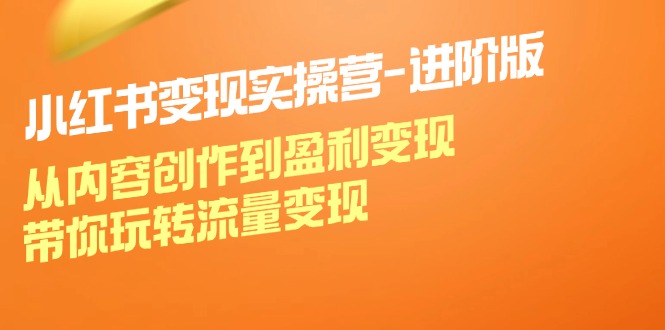 小红书变现实操营进阶版：从内容创作到盈利变现，带你玩转流量变现-泡泡网赚