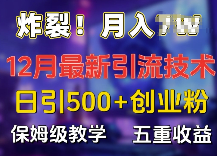 炸裂!揭秘12月最新日引流500+精准创业粉，多重收益保姆级教学-泡泡网赚