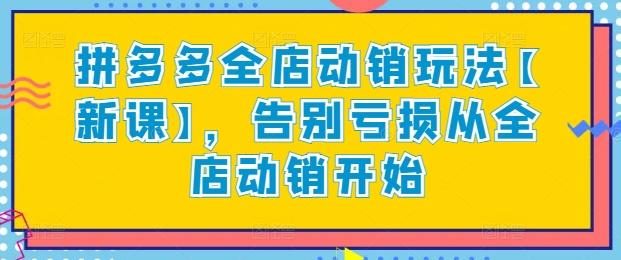 拼多多全店动销玩法【新课】，告别亏损从全店动销开始-泡泡网赚