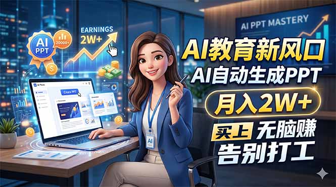 AI教育新风口，AI自动生成PPT，月入2W+，无脑赚，告别打工-泡泡网赚
