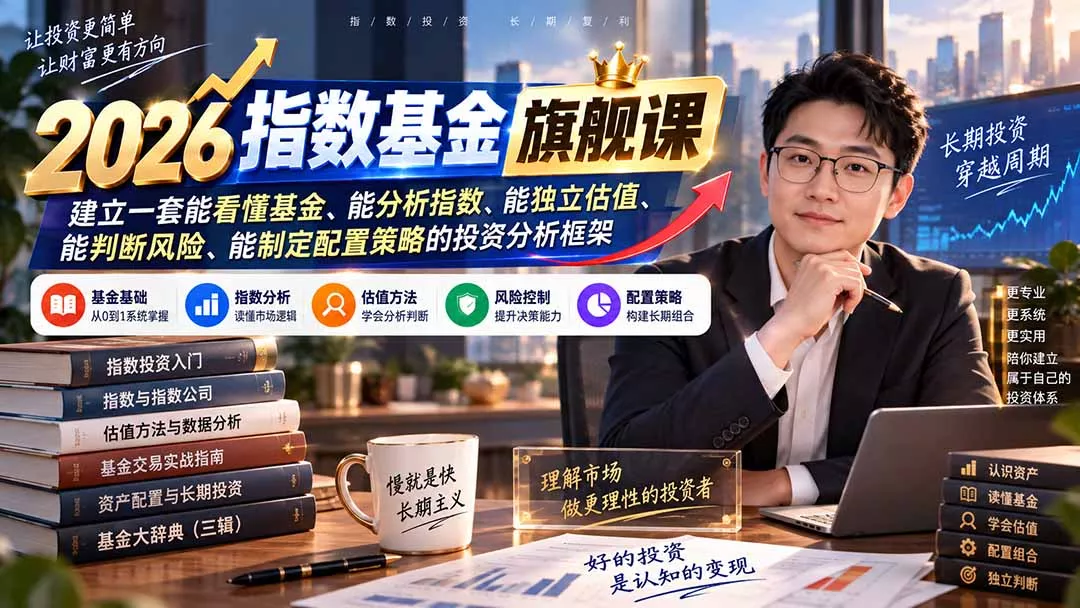 2026指数基金旗舰课|建立一套能看懂基金、能分析指数、能独立估值、能判断风险、能制定配置策略的投资分析框架 2026指数基金旗舰课|建立一套能看懂基金、能分析指数、能独立估值、能判断风险、能制定配置策略的投资分析框架