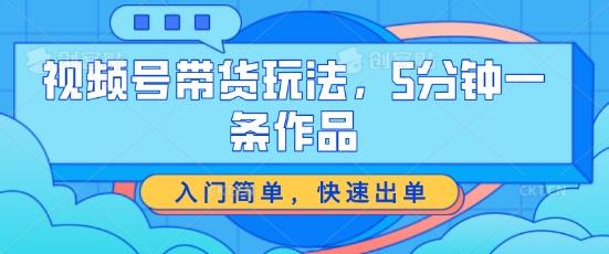 视频号带货玩法，5分钟一条作品，入门简单，快速出单【揭秘】-泡泡网赚