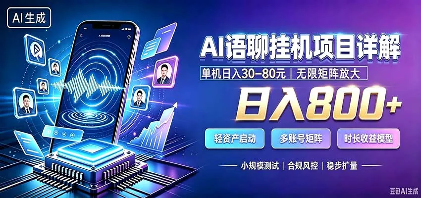 AI语聊挂机，日入800+，适用个人副业，工作室矩阵操作-泡泡网赚