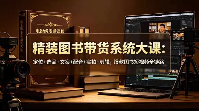 精装图书带货系统大课：定位+选品+文案+配音+实拍+剪辑，爆款图书短视频全链路-泡泡网赚