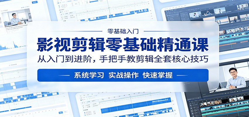 影视剪辑零基础精通课：从入门到进阶，手把手教剪辑全套核心技巧-泡泡网赚
