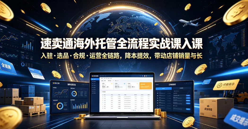 速卖通海外托管全流程实战课入驻・选品・合规・运营全链路，降本提效，带动店铺销量与收益增长-泡泡网赚