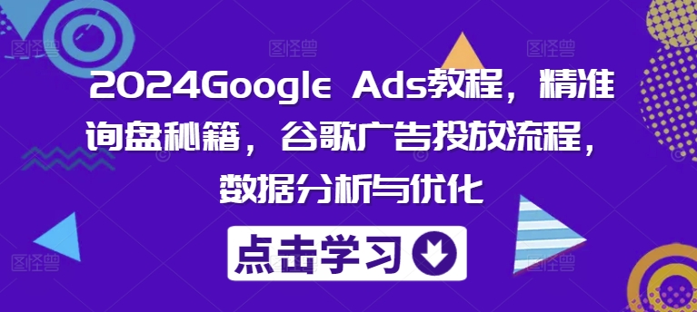 2024Google Ads教程，精准询盘秘籍，谷歌广告投放流程，数据分析与优化-泡泡网赚