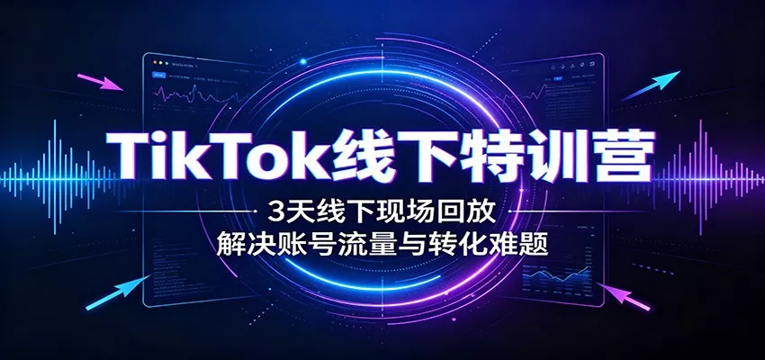 TikTok线下特训营:3天线下现场回放,解决账号流量与转化难题-泡泡网赚